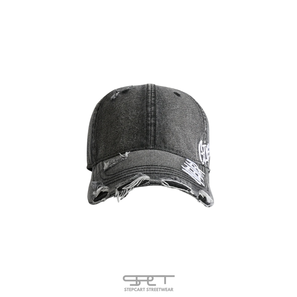 Never Give Up – Distressed Denim Cap
