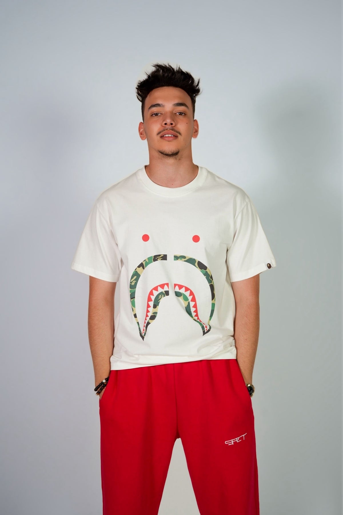 CAMO SHARK TEE - WHITE X CAMO