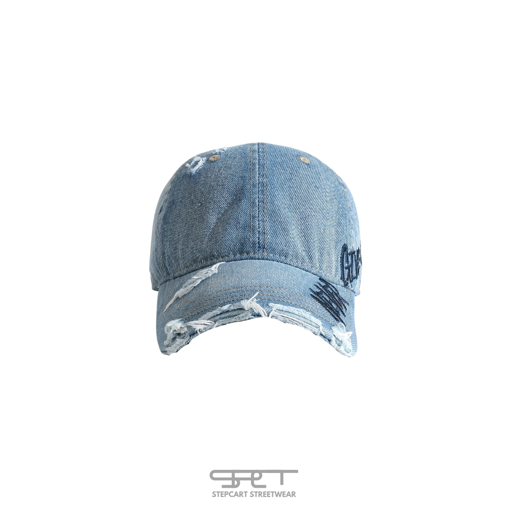 Never Give Up – Distressed Denim Cap