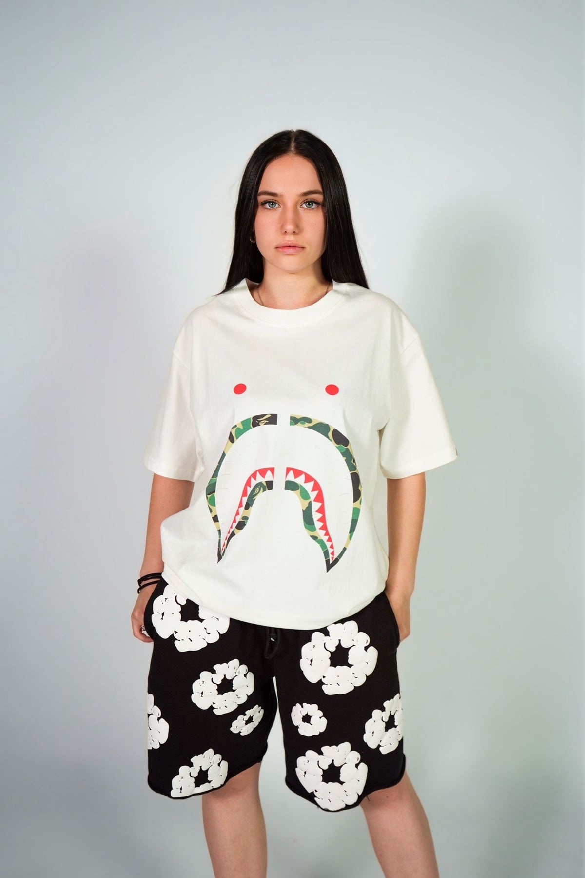 CAMO SHARK TEE - WHITE X CAMO
