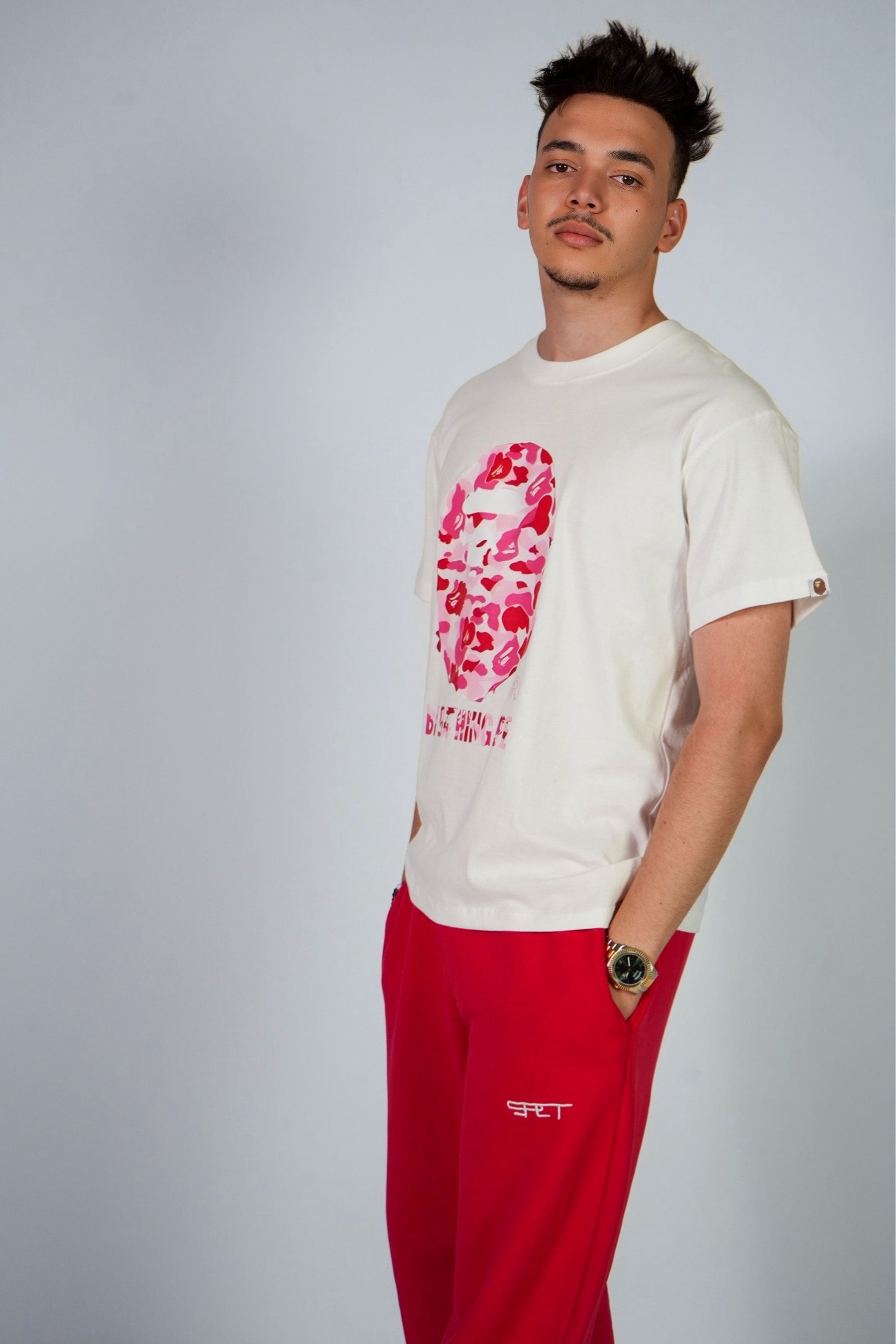 BY BATHING TEE - WHITE X PINK