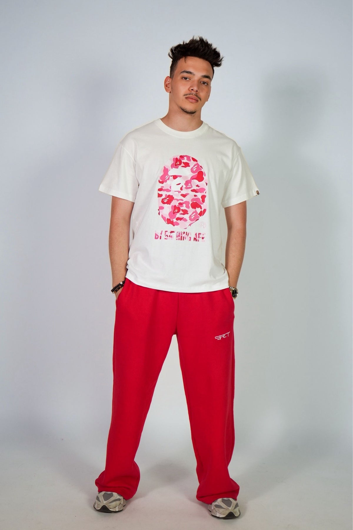 BY BATHING TEE - WHITE X PINK