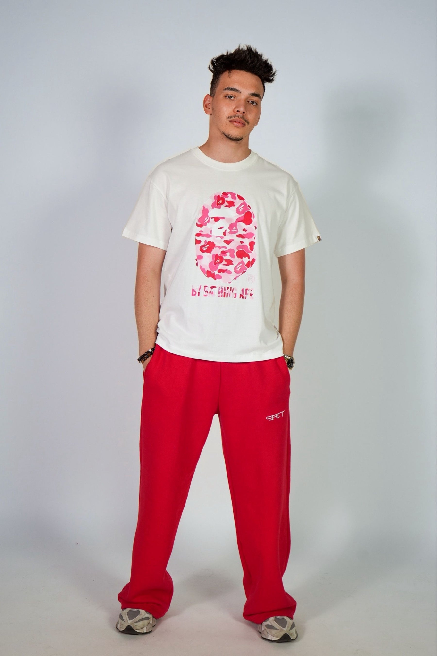 BY BATHING TEE - WHITE X PINK