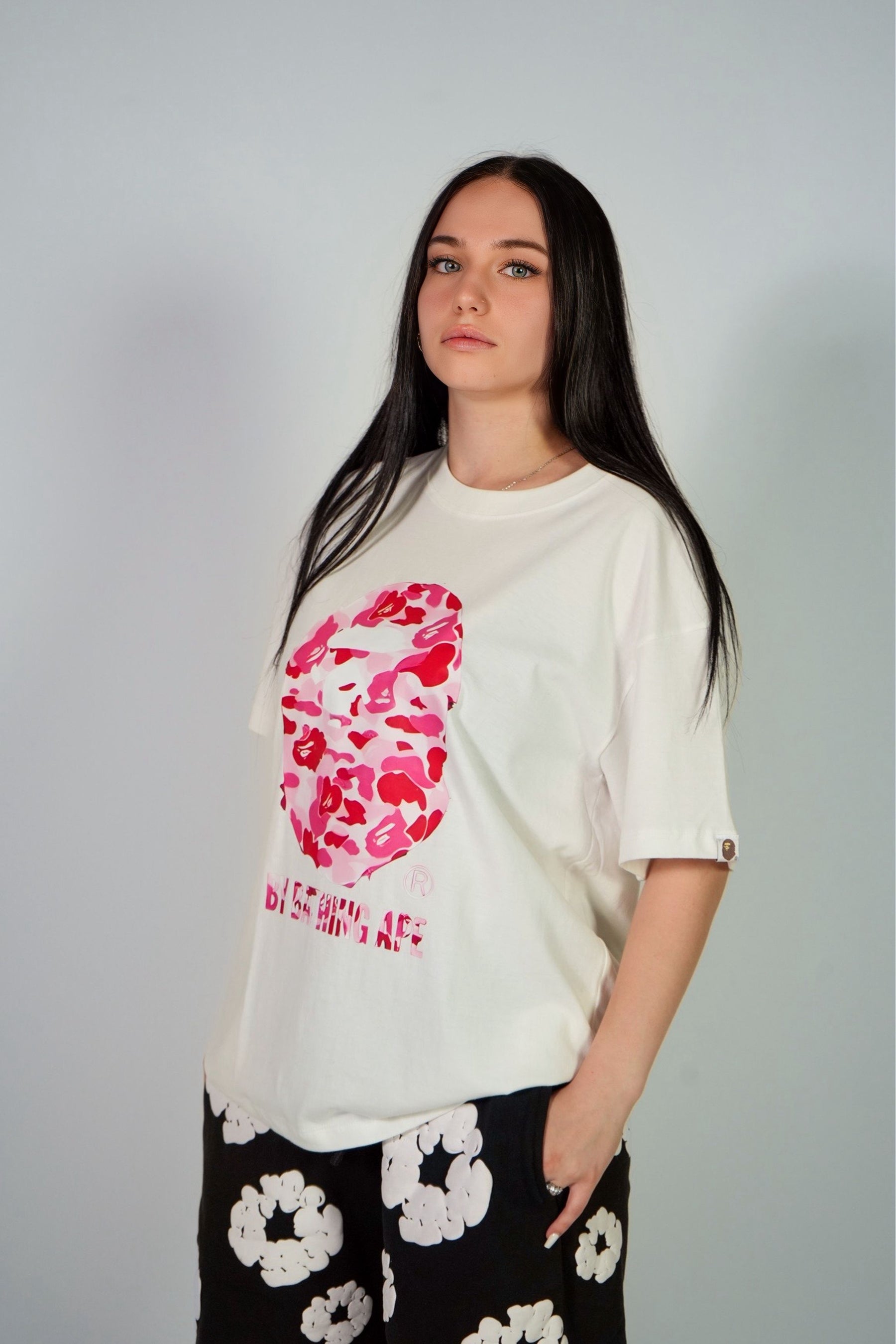 BY BATHING TEE - WHITE X PINK