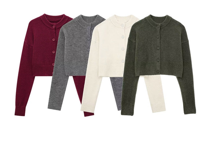 Soft Knit Cropped Cardigan – Cozy Fit in 4 Farben