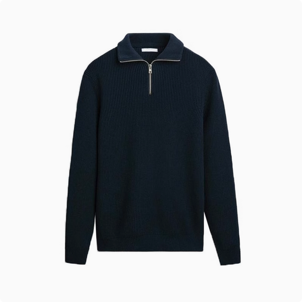 Zaynaro Klassischer Half-Zip Strickpullover