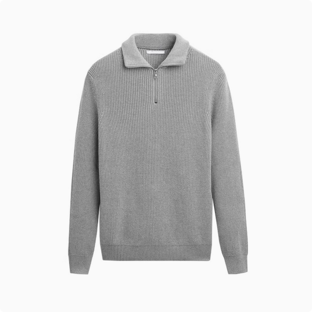 Zaynaro Klassischer Half-Zip Strickpullover