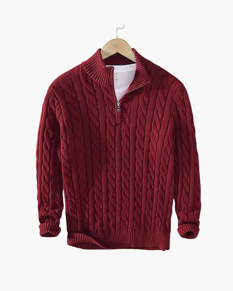 Herren-Strickpullover mit halbem Zipper