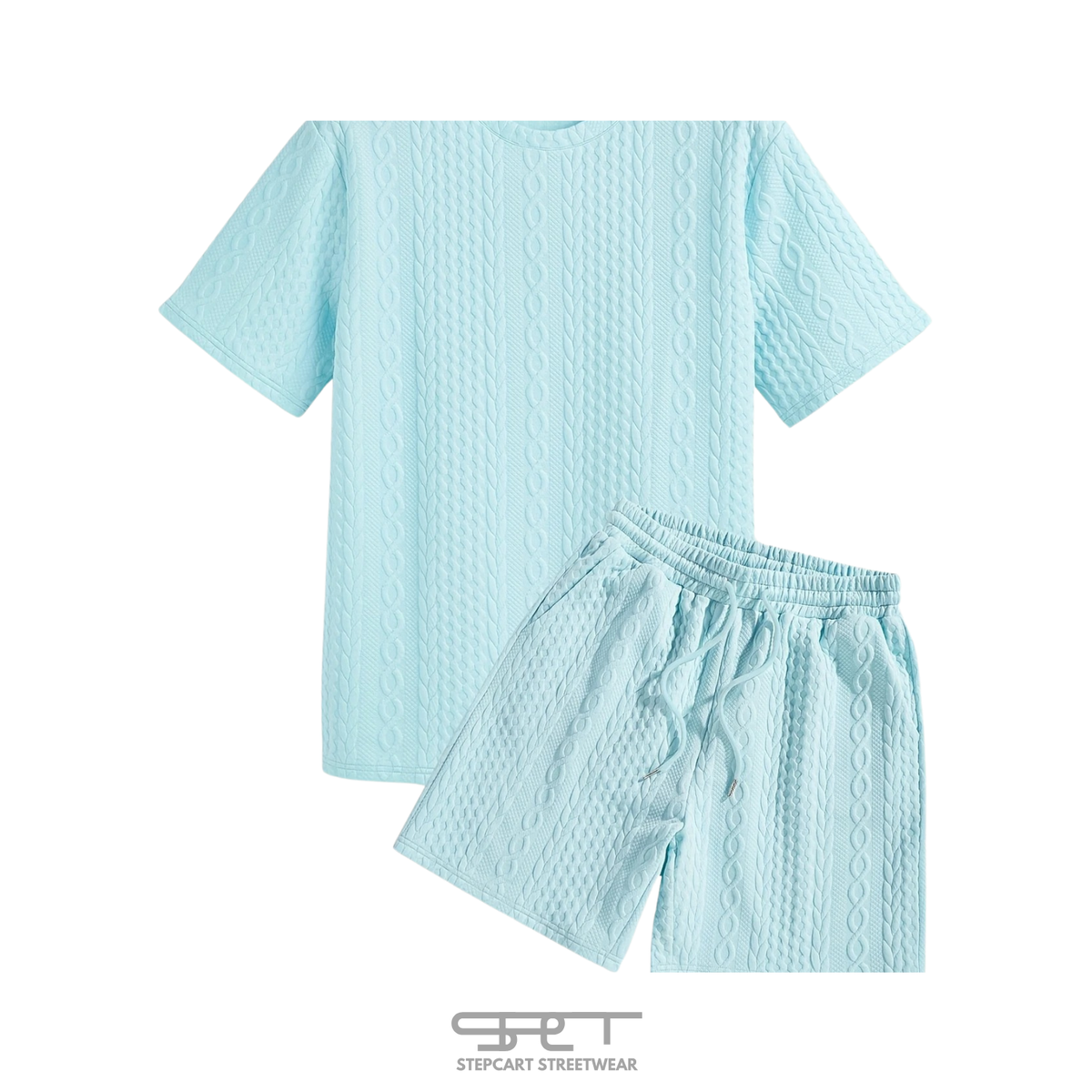 Short-sleeved T-shirt &amp; shorts with 3D textured pattern