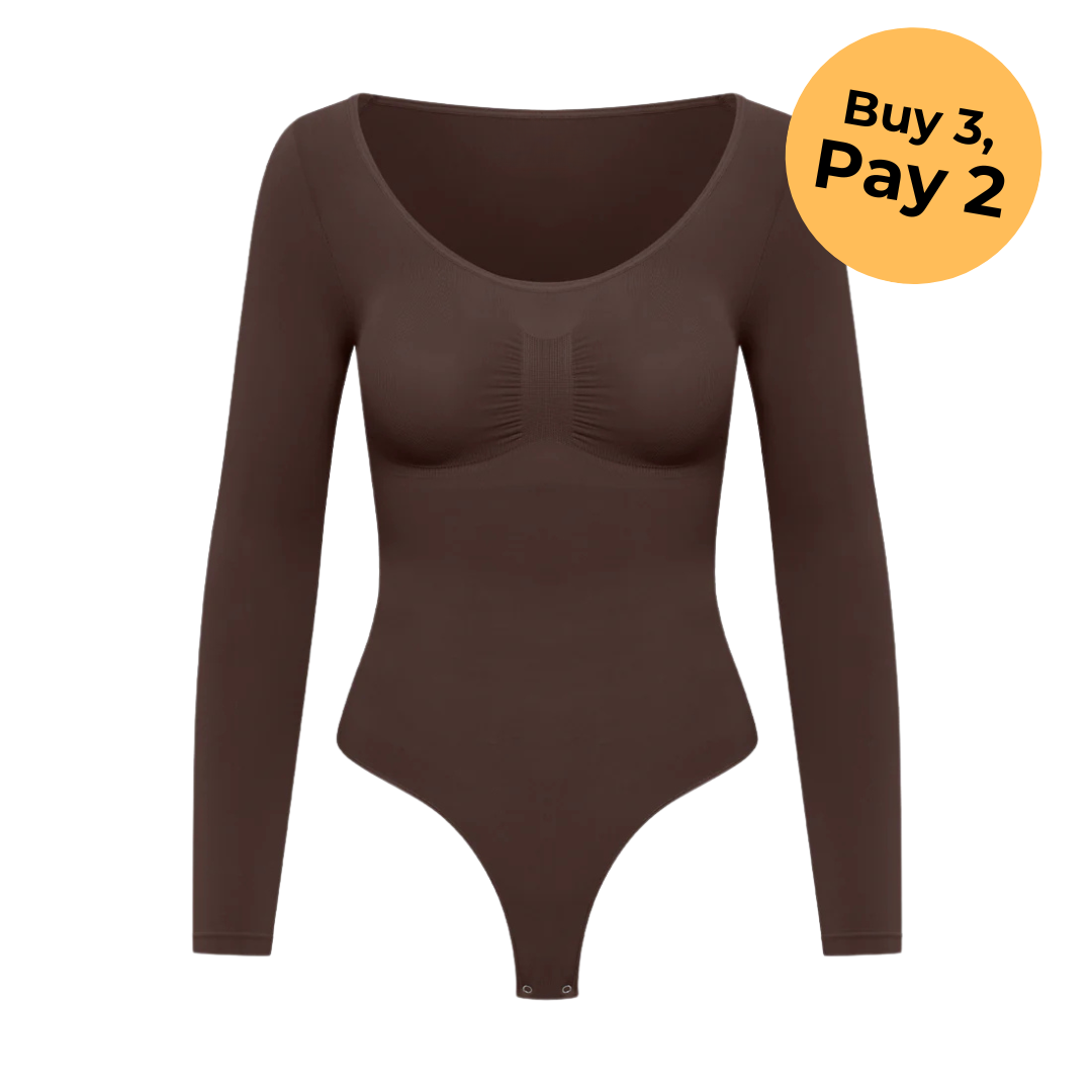 Bodysuit shapewear long sleeve with string