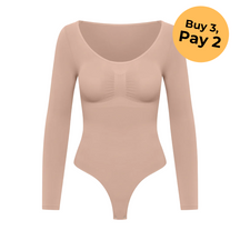 Bodysuit shapewear long sleeve with string