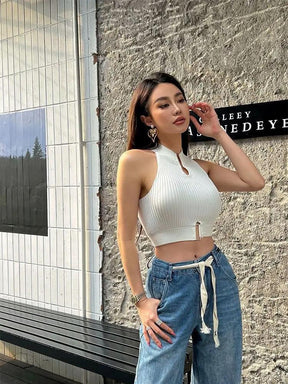 Keyhole Ribbed Crop Top