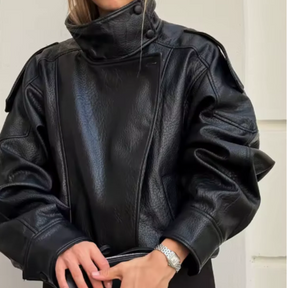 Kunstlederjacke mit Stehkragen