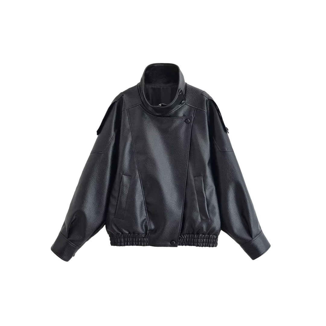 Kunstlederjacke mit Stehkragen