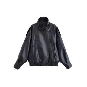 Kunstlederjacke mit Stehkragen