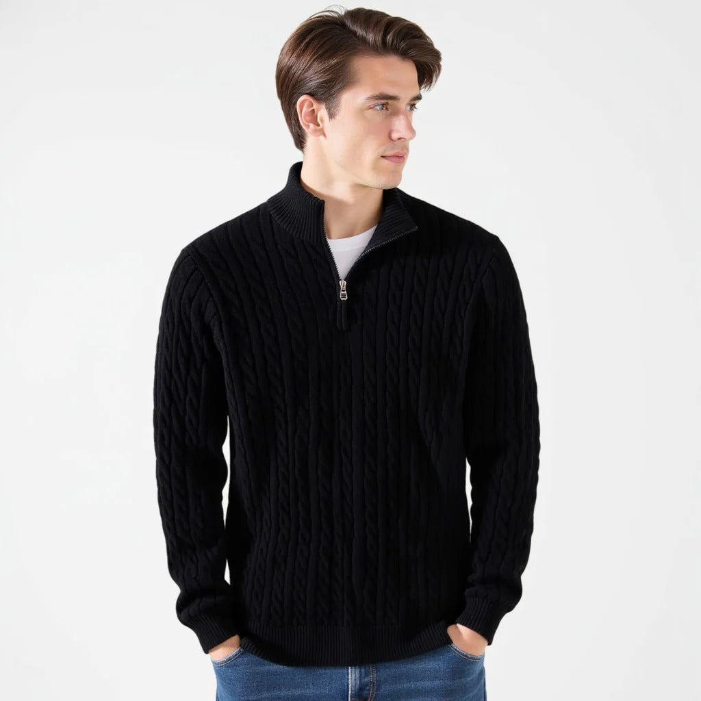 Herren-Strickpullover mit halbem Zipper