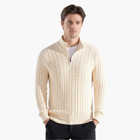 Herren-Strickpullover mit halbem Zipper
