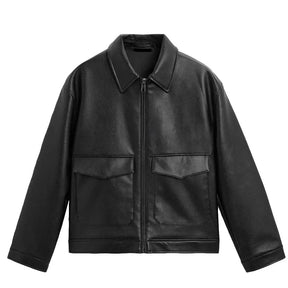 Lederjacke mit Pattentaschen