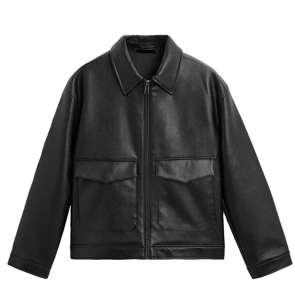 Lederjacke mit Pattentaschen