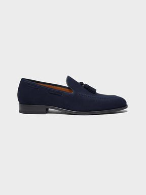 Luxuriöse Wildleder-Loafer mit Quaste – Navyblau