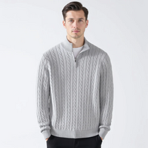 Herren-Strickpullover mit halbem Zipper