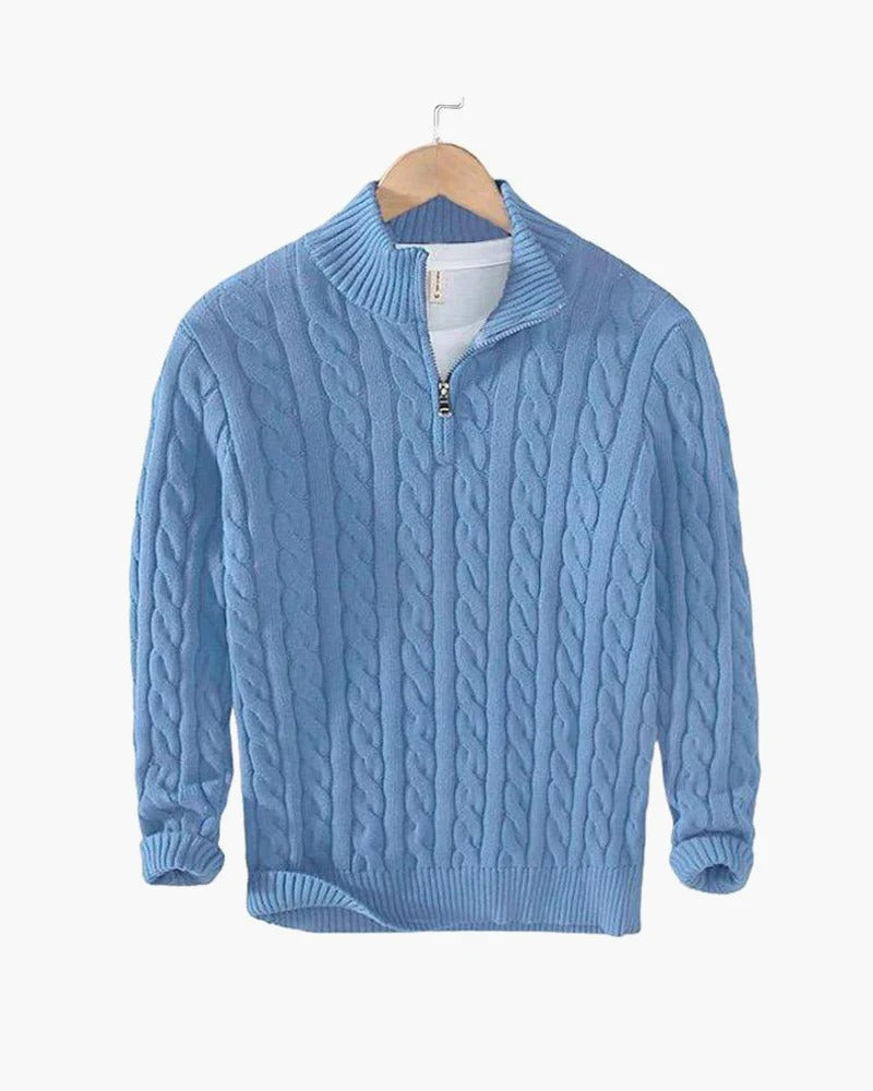 Herren-Strickpullover mit halbem Zipper