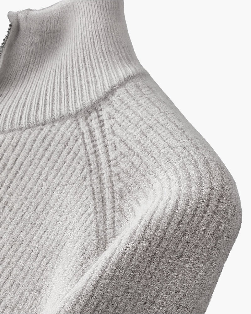 Strickjacke mit Reißverschluss und Stehkragen